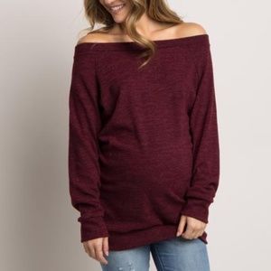 Burgundy Basic Maternity Sweater